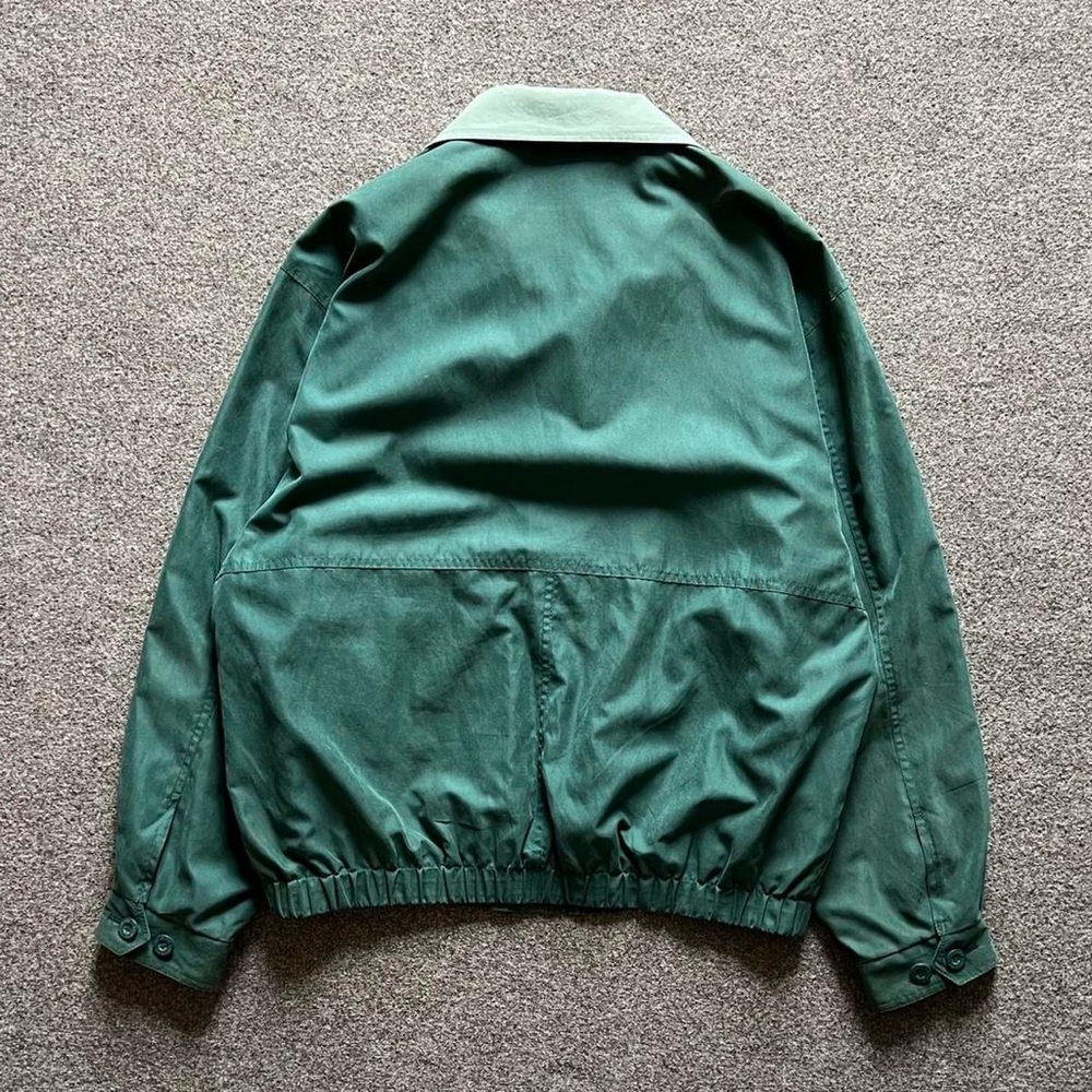 Vintage London Fog Microsuede Green Zip Up Bomber Jacket Colorblock Collar Men M - Picture 7 of 14